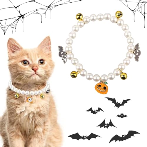 Qpets 1Pcs Halloween Cat Collar Cat Beaded Collar Necklace Plastic Pearl Beaded Necklace with Halloween Smile Pumpkin Charms & Bells 22cm Diameter Small Cat Puppy Halloween Collar Necklace Qpets 1Pcs Halloween Cat Collar Cat Beaded Collar Necklace Plastic Pearl Beaded Necklace with Halloween Smile Pumpkin Charms & Bells 22cm Diameter Small Cat Puppy Halloween Collar Necklace